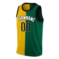 Yellow Green-White Split Fashion Tops Basketball Jersey 3