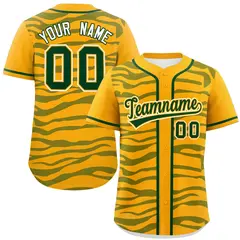 Yellow Green Zebra Graffiti Authentic Baseball Jersey