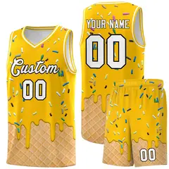 Yellow Ice Cream Element Pattern Basketball Kits