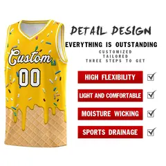 Yellow Ice Cream Element Pattern Basketball Kits 2
