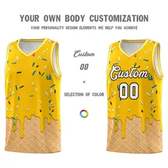 Yellow Ice Cream Element Pattern Basketball Kits 3