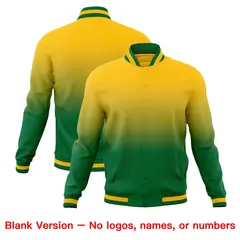 Yellow Kelly Green Gradient Full-Snap Varsity Letterman Jacket 7