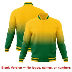Yellow Kelly Green Gradient Full-Snap Varsity Letterman Jacket 7