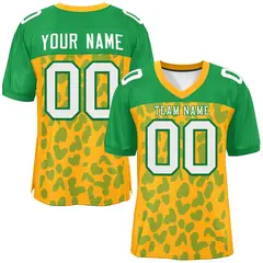 Yellow Kelly Green Raglan Sleeves Camo Football Jersey 1