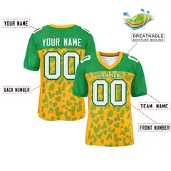 Yellow Kelly Green Raglan Sleeves Camo Football Jersey 2