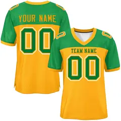 Yellow-Kelly Green Raglan Sleeves Football Jersey 1