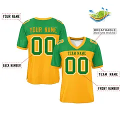 Yellow-Kelly Green Raglan Sleeves Football Jersey 2