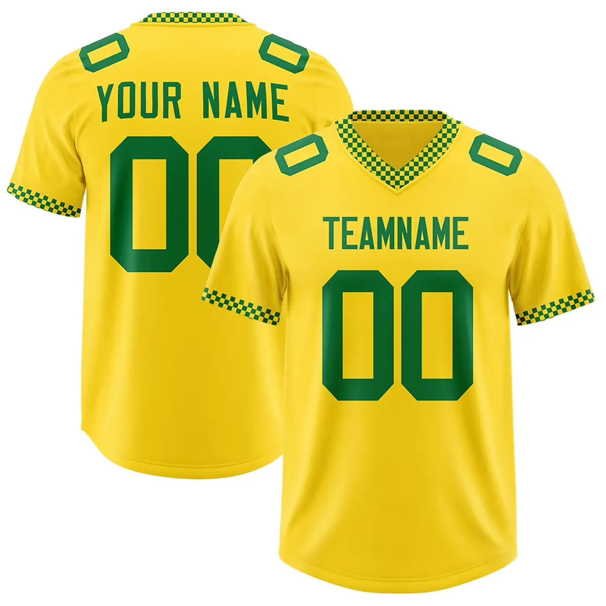 Yellow Kelly Green Square Neckline Classic Football Jersey