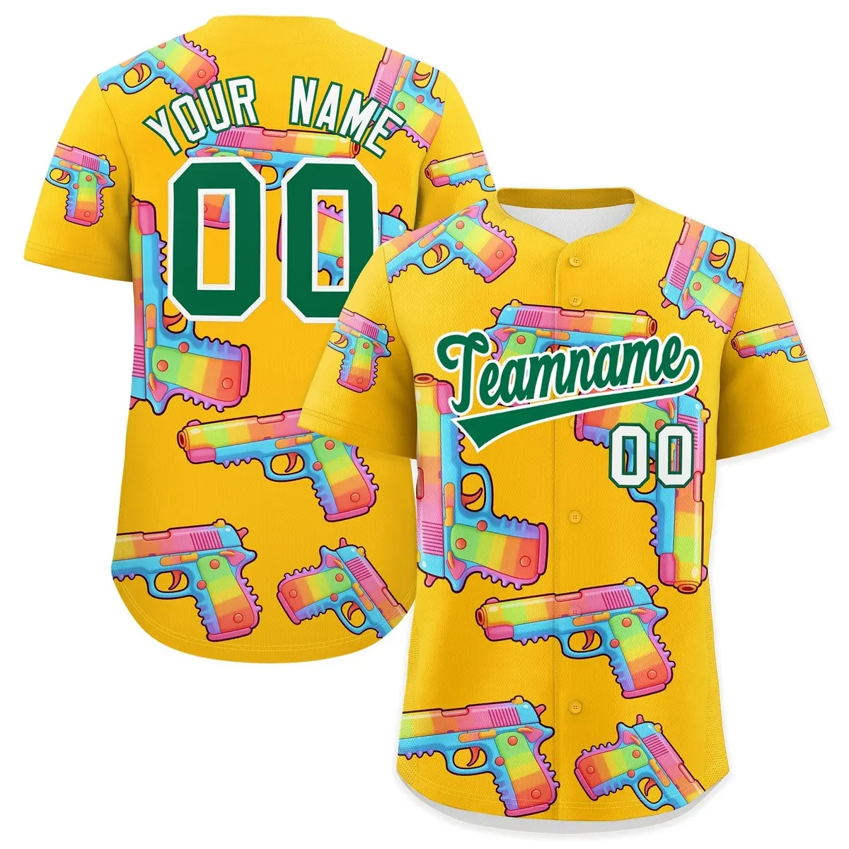 Yellow Kelly Green Sugar-Coated Firepower Graffiti Baseball Jersey