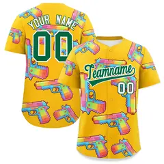 Yellow Kelly Green Sugar-Coated Firepower Graffiti Baseball Jersey