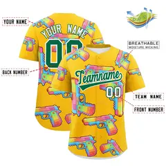 Yellow Kelly Green Sugar-Coated Firepower Graffiti Baseball Jersey 2