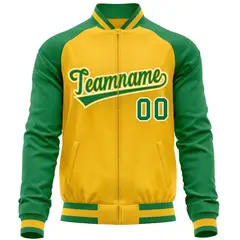Yellow Kelly Green Varsity Full-Zip Raglan Letterman Jacket 5