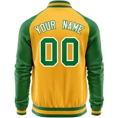 Yellow Kelly Green Varsity Full-Zip Raglan Letterman Jacket 6