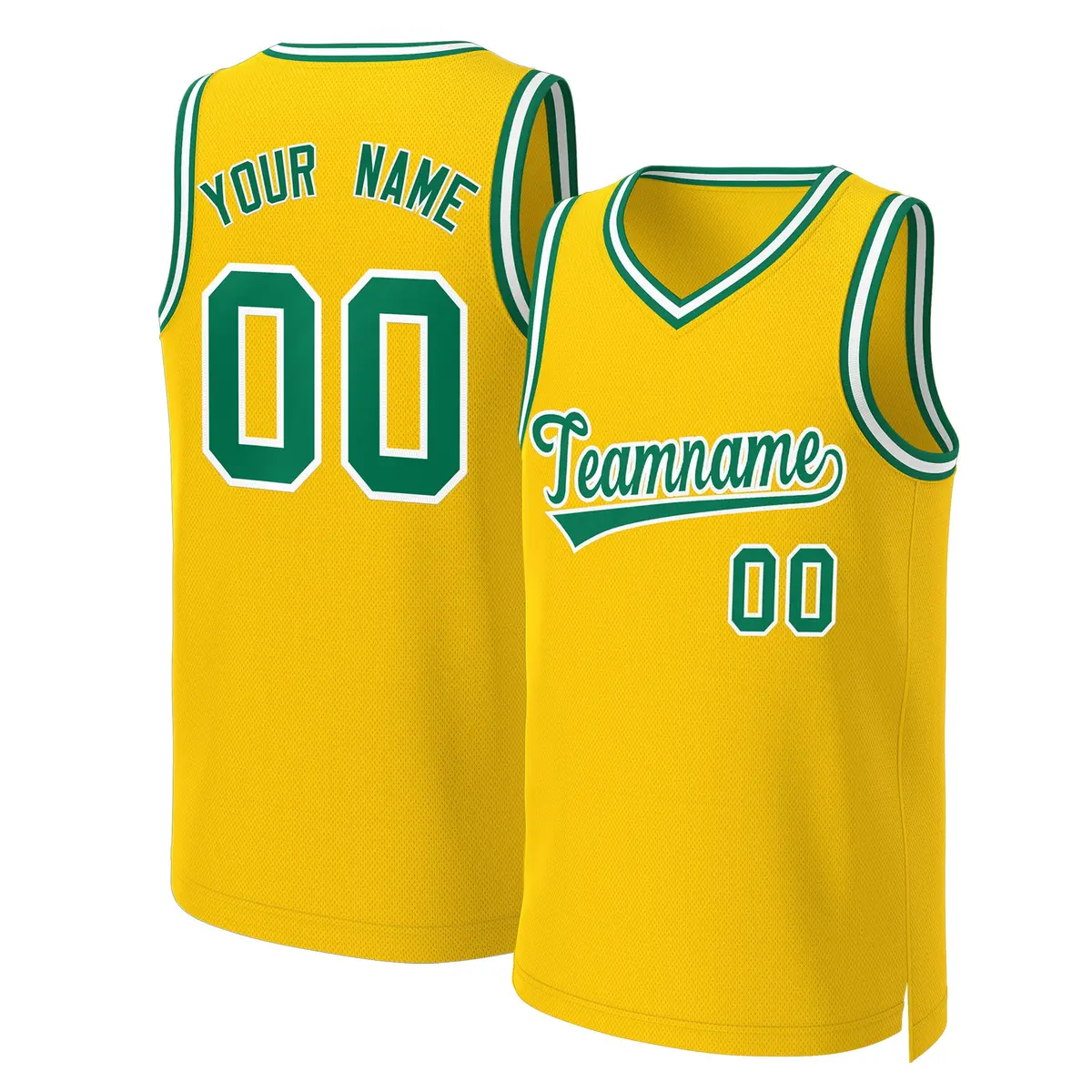 Yellow Kelly Green-White Classic Basketball Jersey