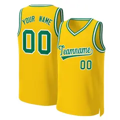 Yellow Kelly Green-White Classic Basketball Jersey