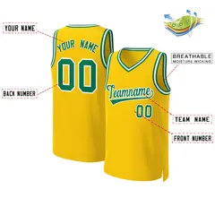 Yellow Kelly Green-White Classic Basketball Jersey 2