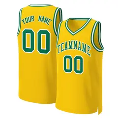 Yellow Kelly Green-White Classic Basketball Jersey 1