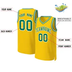 Yellow Kelly Green-White Classic Basketball Jersey 2