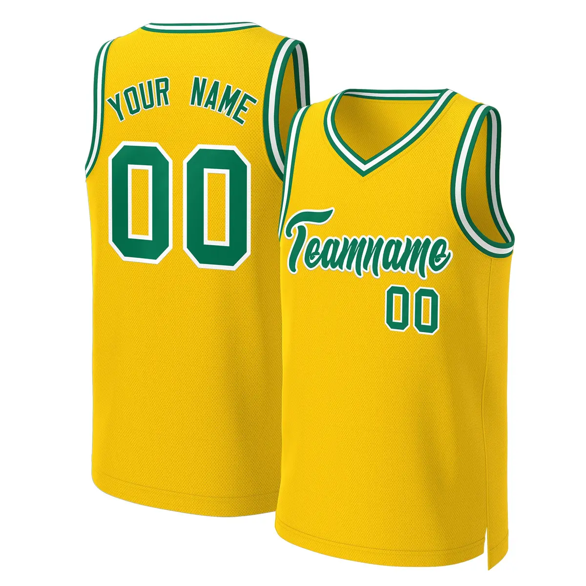 Yellow Kelly Green-White Classic Basketball Jersey