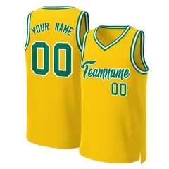 Yellow Kelly Green-White Classic Basketball Jersey 1