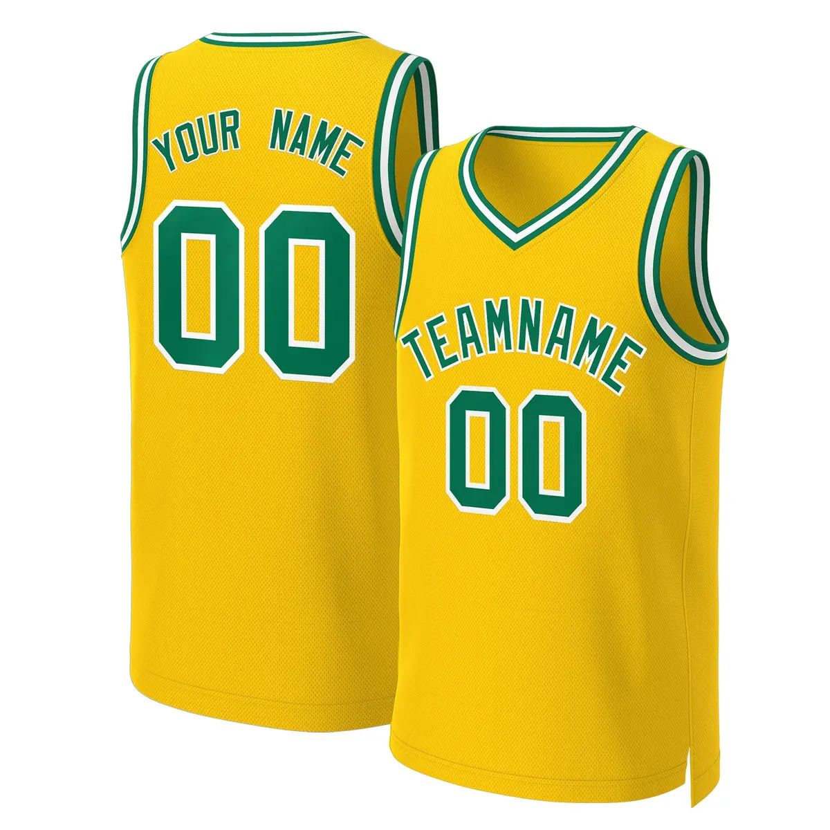 Yellow Kelly Green-White Classic Basketball Jersey