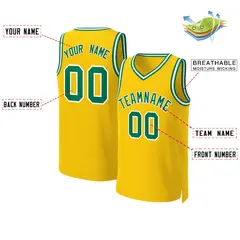 Yellow Kelly Green-White Classic Basketball Jersey 2