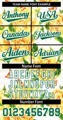 Yellow Kelly Green-White Graffiti Flower Baseball Jersey 3