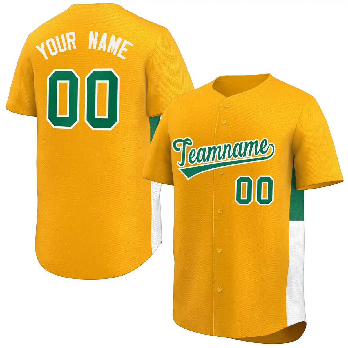 Yellow Kelly Green-White Side Two-Tone Baseball Jersey