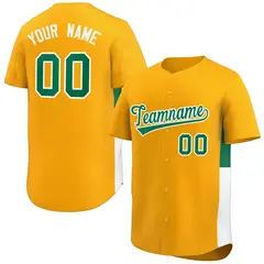 Yellow Kelly Green-White Side Two-Tone Baseball Jersey 1
