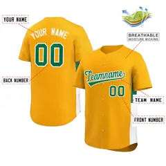 Yellow Kelly Green-White Side Two-Tone Baseball Jersey 2