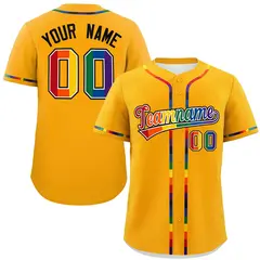 Yellow LGBT Rainbow Pride Month Baseball Jersey 1