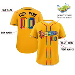 Yellow LGBT Rainbow Pride Month Baseball Jersey 2