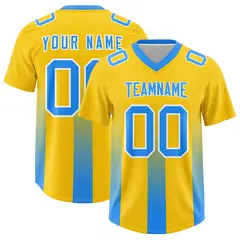 Yellow Light Blue Gradient Vertical Stripe Football Jersey 1