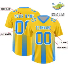 Yellow Light Blue Gradient Vertical Stripe Football Jersey 2