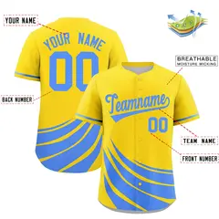 Yellow Light Blue Graffiti Wind Mark Baseball Jersey 2