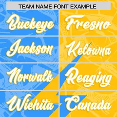 Yellow Light Blue Split Lightning Pattern Football Jersey 3