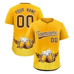 Yellow Light Brown Beer Pattern Baseball Jersey