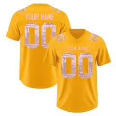 Yellow Light Pink Sequin Lettering Football Jersey 1