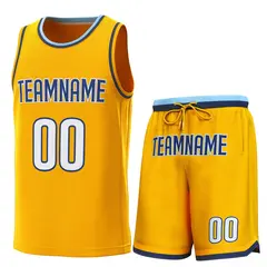 Yellow Lt Blue-Navy Classic Sets Basketball Jersey 1