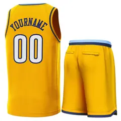 Yellow Lt Blue-Navy Classic Sets Basketball Jersey 3