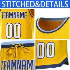 Yellow Lt Blue-Navy Classic Sets Basketball Jersey 6