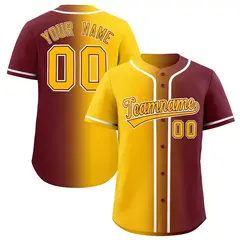 Yellow Maroon Two Tone Gradient Fashion Baseball Jersey
