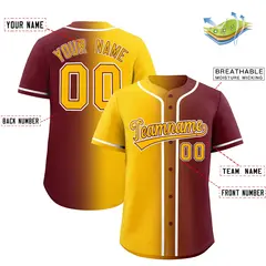 Yellow Maroon Two Tone Gradient Fashion Baseball Jersey 2