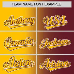 Yellow Maroon Two Tone Gradient Fashion Baseball Jersey 3