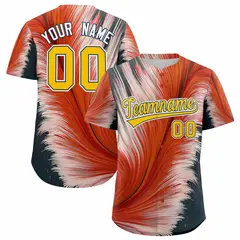 Yellow Midnight Blue Fluid Feather Graffiti Baseball Jersey 1