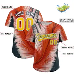 Yellow Midnight Blue Fluid Feather Graffiti Baseball Jersey 2