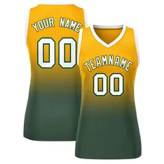 Women's Yellow Midnight Green Gradient Mesh Basketball Jersey 1