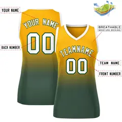 Women's Yellow Midnight Green Gradient Mesh Basketball Jersey 2