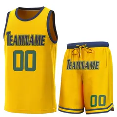 Yellow Navy Classic Sets Basketball Jersey 1