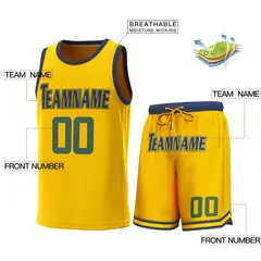 Yellow Navy Classic Sets Basketball Jersey 2